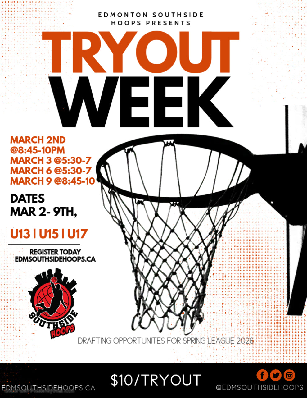2026 Spring & Summer Southside Hoops Boys Tryouts - U11, U13, U15, U16 (YEG Elite, U17) *Register with Age Div
