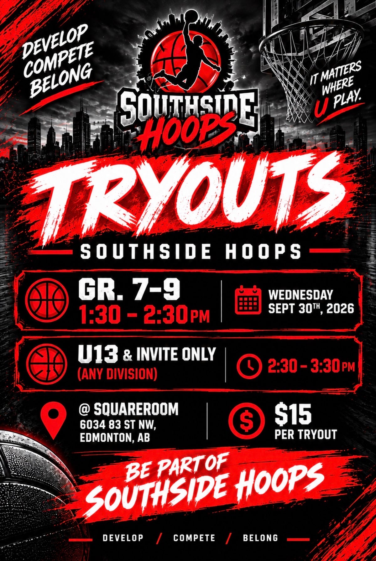 2026 Fall & Winter Southside Hoops Boys Tryouts - U13 | U15 | U16 | U17) *Register with your Age Division